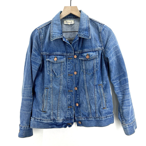 Madewell Classic Denim Jacket Womens M Blue Medium Wash Long Sleeve Casual - Picture 1 of 6